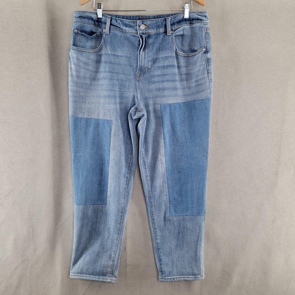 Talbots Everyday Relaxed Jeans Patch Leg Light Wash Womens 16 Boho Ankle